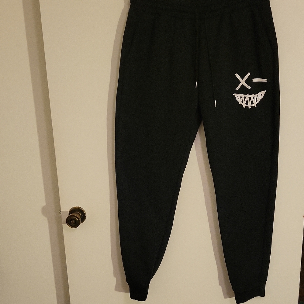 SHEIN Black Joggers with White Graphic
